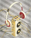 Pop style music poster with amplifier