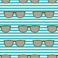 Pop sunglasses retro seamless pattern in neon yellow and blue.