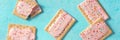 Pop tart panorama on a blue background, top shot Royalty Free Stock Photo