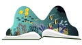 Pop-up book with underwater scenery