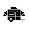 Pop up camper black glyph icon