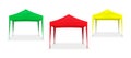 Pop-up canopy tent. Exhibition show pavilion. Outdoor gazebo. Event marquee. Color set. Green, red, yellow colours Royalty Free Stock Photo