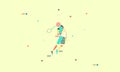 Pop up design and abstract of a badminton athlete who does a smash Royalty Free Stock Photo