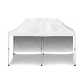 Pop-up gazebo with back wall realistic mock-up. White blank promotional canopy tent vector mockup. Foldable event marquee Royalty Free Stock Photo