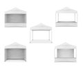 Pop-up gazebo, realistic mockup. White blank canopy tent, mock-up. Event marquee, template. Exhibition outdoor show pavilion