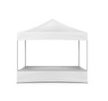 Pop-up gazebo, realistic mockup. White blank canopy tent, mock-up. Event marquee, vector template