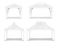 Pop-up gazebo. Realistic vector mockup set. Blank white canopy tent collection mock-up. Outdoor summer tradeshow booth template Royalty Free Stock Photo