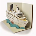 Pop up greeting card of a ship, created by generative Ai