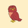 Cartoon cute baby owl bird vector illustration design for sticker, badge or textile