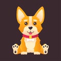 Cartoon cute corgi dog puppy sitting and smiling with tongue out