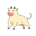 Cartoon cute ox vector illustration