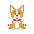 Cute cartoon corgi dog puppy sitting and smiling with tongue out comics sticker