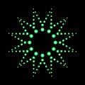 Vector luminous star and circle on a black background