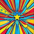 Popart explosion background center star rays starburst dot pattern