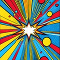 Popart explosion background straight lines circle starburst dots