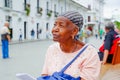 POPAYAN, COLOMBIA - FEBRUARY 06, 2018: Portrait of gorgeous colombian black women smiling and looking somewhere, in the