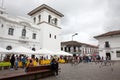 POPAYAN, COLOMBIA - MAY, 2022: Clock Tower and Caldas Square at Popayan city center in Colombia Royalty Free Stock Photo