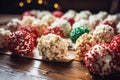 Popcorn balls with festive sprinkles for holiday celebration