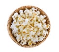 Popcorn in basket isolated Royalty Free Stock Photo