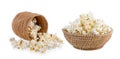 Popcorn in basket isolated Royalty Free Stock Photo