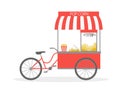 Popcorn bicycle, cartoon Popcorn cart, street food Royalty Free Stock Photo