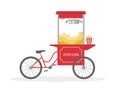 Popcorn bicycle, cartoon Popcorn cart, street food Royalty Free Stock Photo