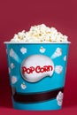 Popcorn in blue cardboard box for cinema Royalty Free Stock Photo