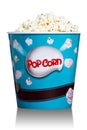 Popcorn in blue cardboard box for cinema Royalty Free Stock Photo