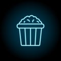 Popcorn blue neon icon. Simple thin line, outline vector of amusement icons for ui and ux, website or mobile application Royalty Free Stock Photo