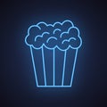 Popcorn blue neon icon vector isolated template