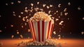 popcorn box with flying popcorn, AI Generated Royalty Free Stock Photo