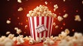 popcorn box with flying popcorn, AI Generated Royalty Free Stock Photo