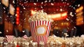 popcorn box with flying popcorn, AI Generated Royalty Free Stock Photo