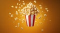 popcorn box with flying popcorn, AI Generated Royalty Free Stock Photo