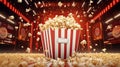 popcorn box with flying popcorn, AI Generated Royalty Free Stock Photo