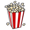 Popcorn Box Red White Strip Cinema Snack Drawing Vector Illustration