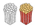 Popcorn box vector illustration colored and line art version Royalty Free Stock Photo