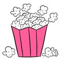 Popcorn bucket cartoon style, cinema model popcorn, in box Royalty Free Stock Photo