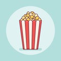 Popcorn bucket flat line icon. Vector illustration.