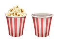 Popcorn bucket: full and empty Royalty Free Stock Photo