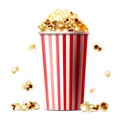 Popcorn bucket realistic vector illustration