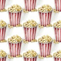 Popcorn Buckets Pattern on White Background Royalty Free Stock Photo