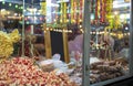 popcorn, caramel apples and candy fair stand Royalty Free Stock Photo
