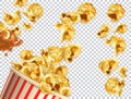Popcorn with caramel vectorized image. 3d vector set Royalty Free Stock Photo