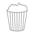 Popcorn in cardboard bucket icon, outline style Royalty Free Stock Photo