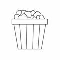 Popcorn in cardboard bucket icon, outline style Royalty Free Stock Photo