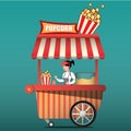 Popcorn cart carnival store and fun festival popcorn cart. Royalty Free Stock Photo