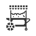 Popcorn cart vector icon, amusement park related solid style