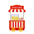 Popcorn cart. Vector illustration. Pop corn outdoor shop. Flat design