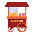 Popcorn cart vending icon, cartoon style Royalty Free Stock Photo